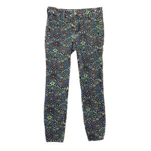Pilcro And The Letterpress Jeans Womens 27 Blue Multi High Rise Corduroy Skinny